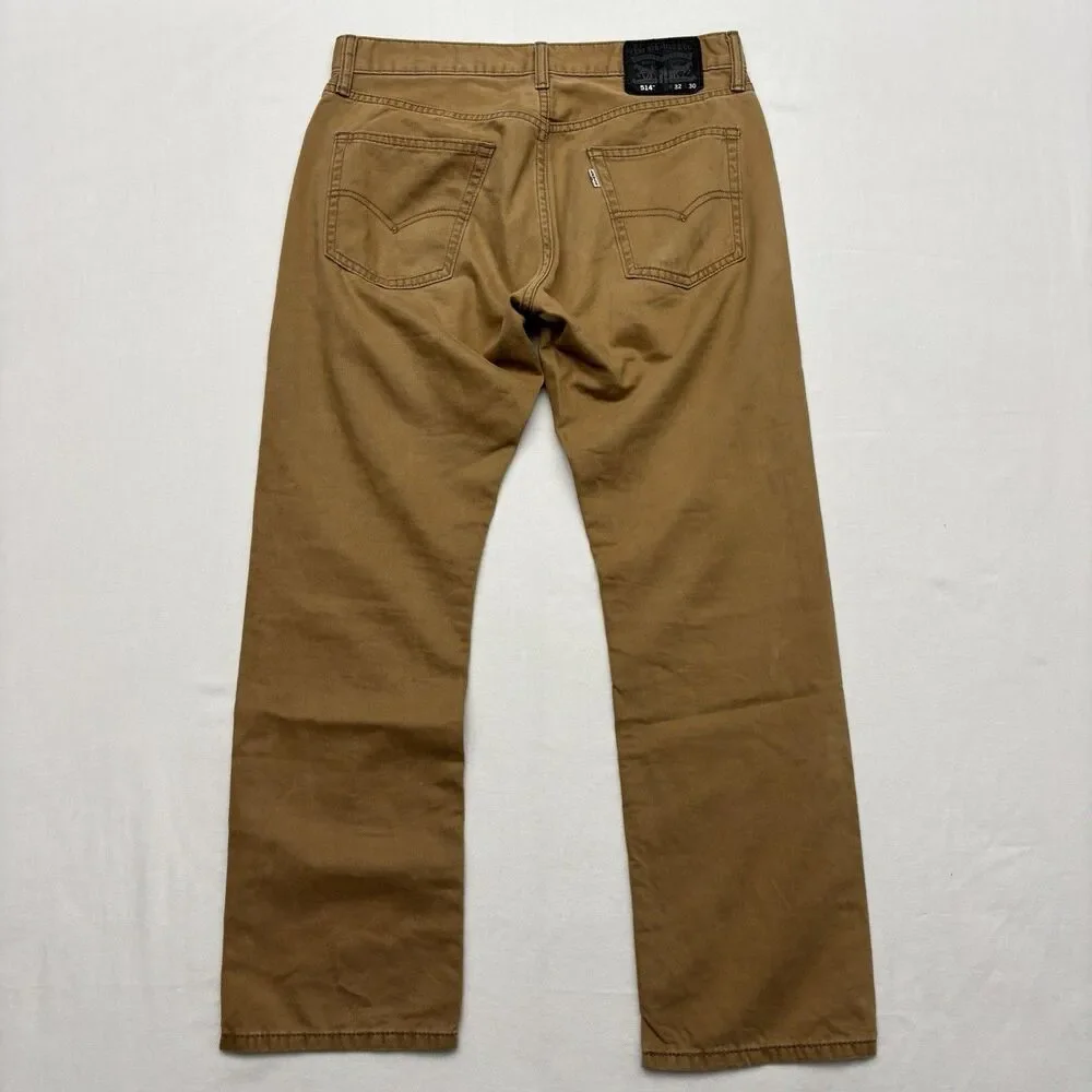 Levi’s 514 Straight Fit 32x30 Brown Stretch Jeans Mens Classic Mid Rise Casual